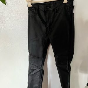 Black leather skinny jeans